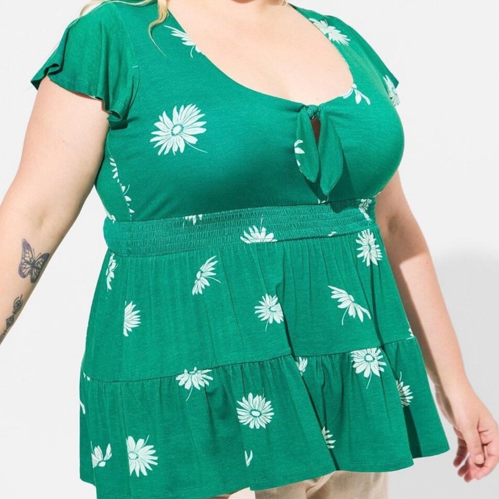 Torrid Super Soft Knit Tie Front Keyhole Babydoll Top